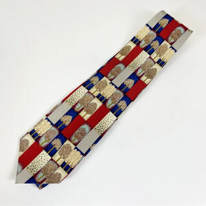 Roberta Baldini Neckwear Mens Tie Necktie Silk Multicolor Pattern Trees
